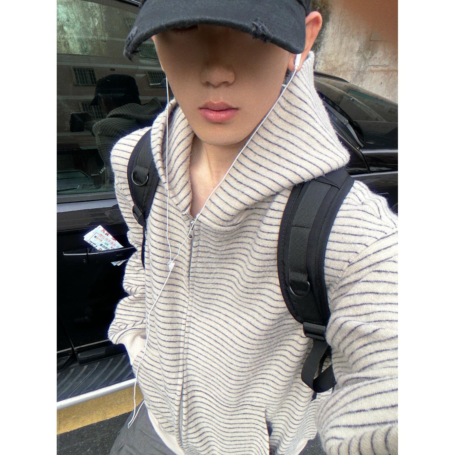 

Unisex American Retro Striped Zip-Up Hoodie, 2026 Edition - Casual, Loose-Fit Couple s Jacket Medium абрикосовий