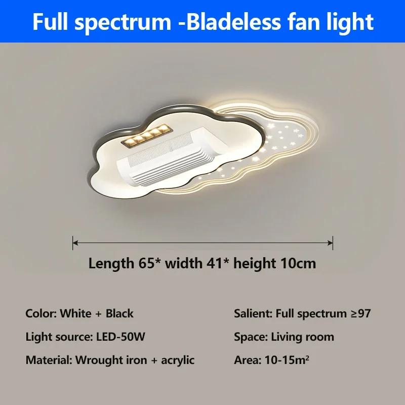 Square Round Leaf Less Fan Light Full Spectrum LED Bright Eye Protection Ceiling Light 180 Degree Blowing Cool and Silent
