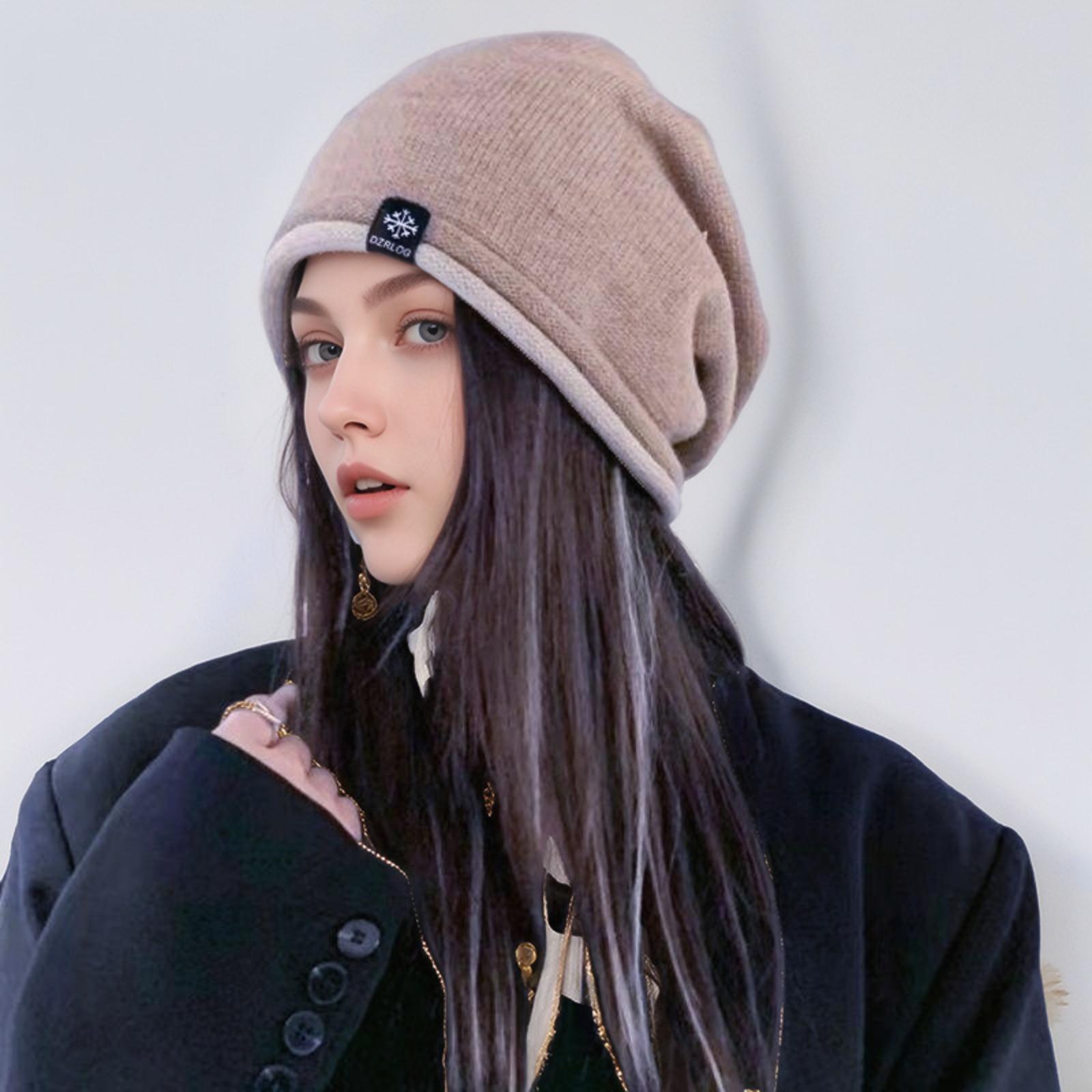 

Женская теплая шапка-пуловер двойного назначения, спортивная, повседневная, с ушками One Size