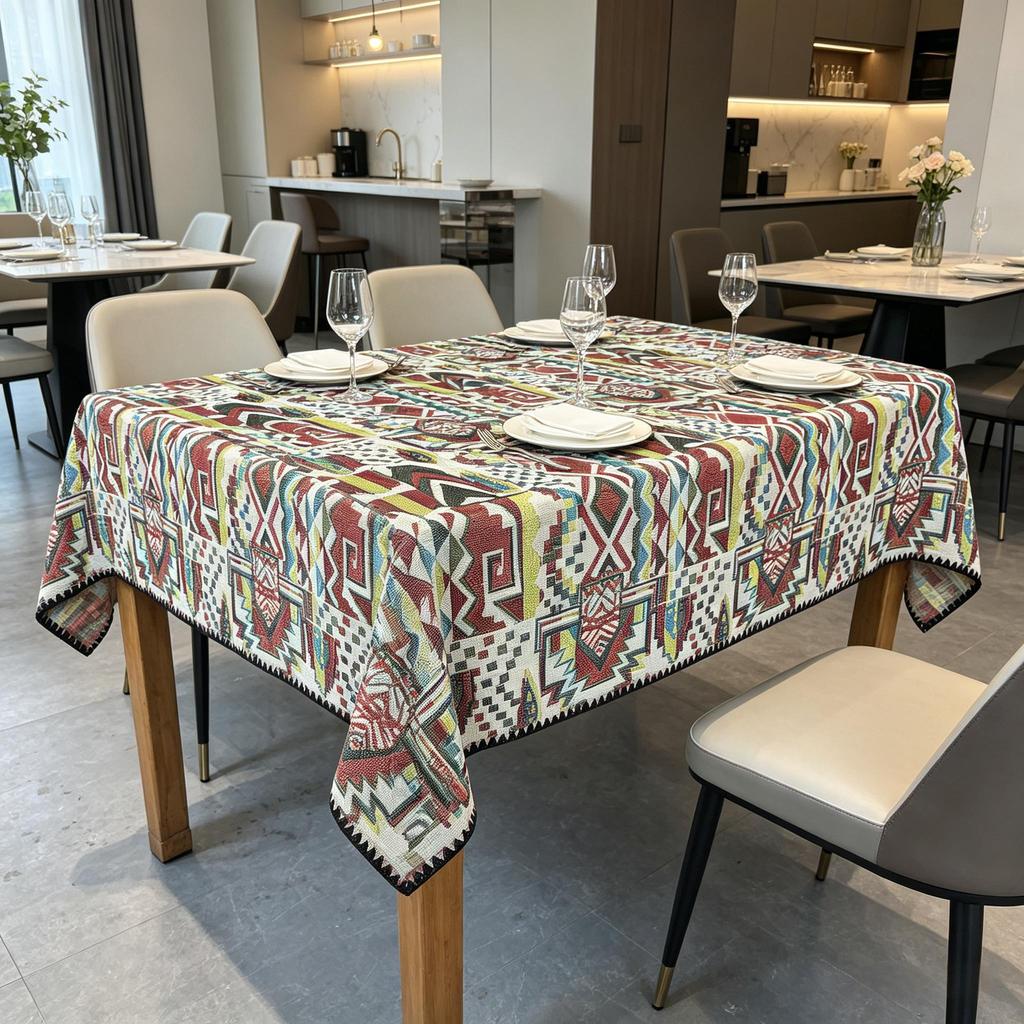 Party Dining Home Kitchen Cotton Linen Material Soft Washable Household Rectangle Tablecloth