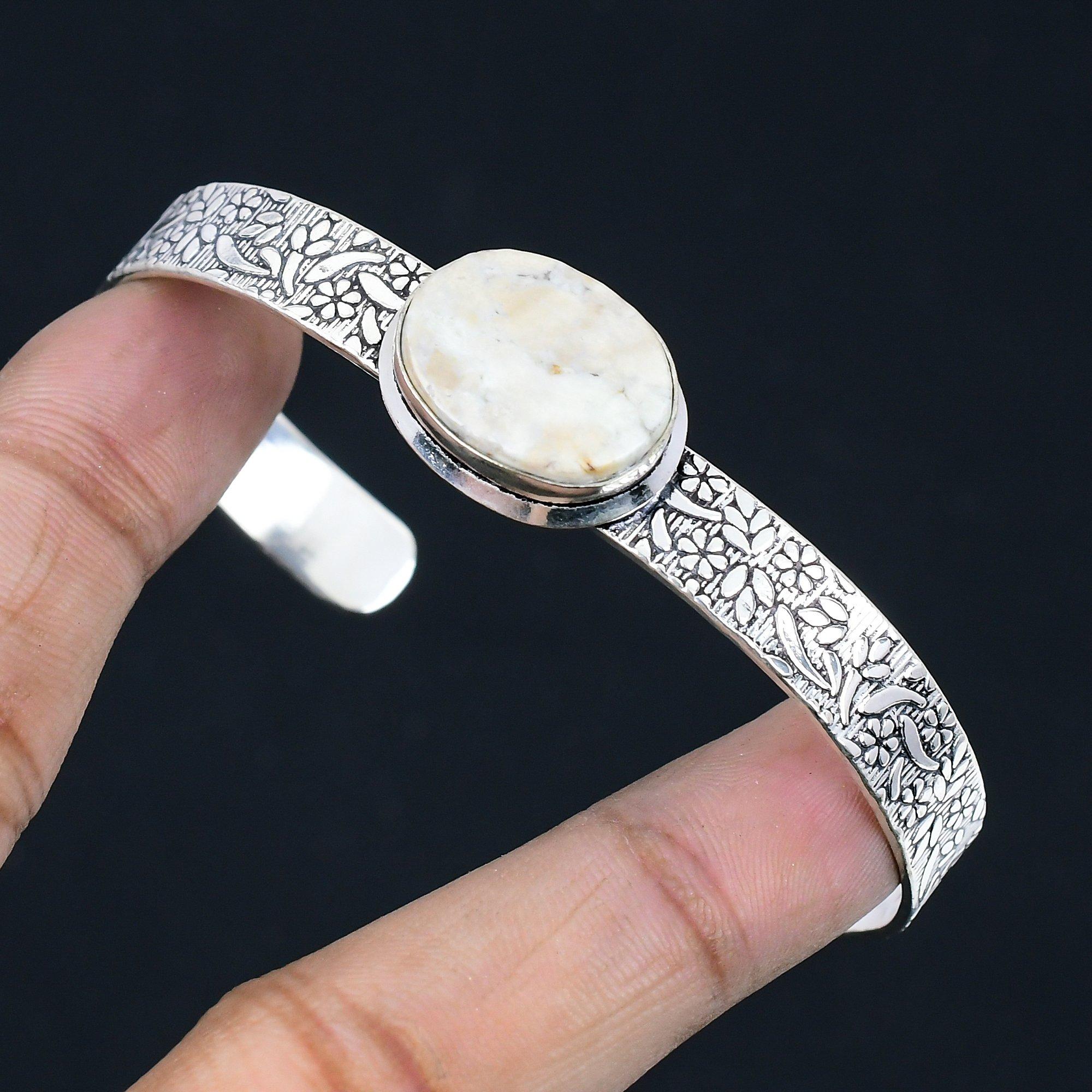 

Oval Cobra Jasper Gemstone 925 Silver Artisan Anniversary Sister Bangle Bracelet Adjustable