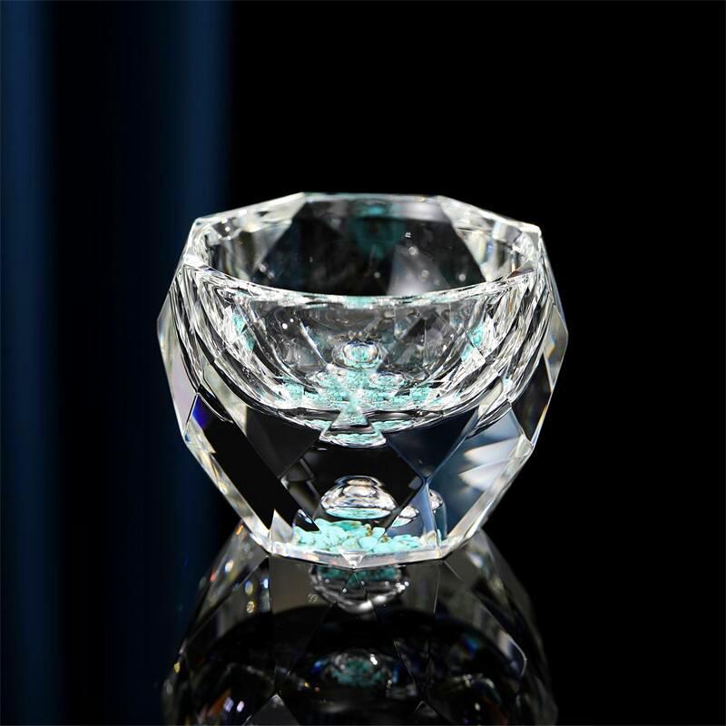 50ml Luxury Crystal Glass Vodka SGlass Sake Teacup Glass Bar Liqueur Double Bottom Gold Foil Glass Tea Cup