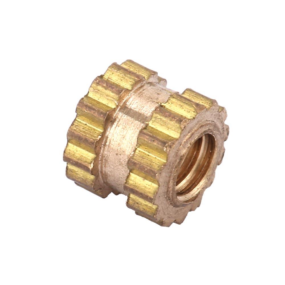 M2 Brass Cylinder Knurled Round Molded In Insert Embedded Nuts (M2*4*3.5; 100pcs)