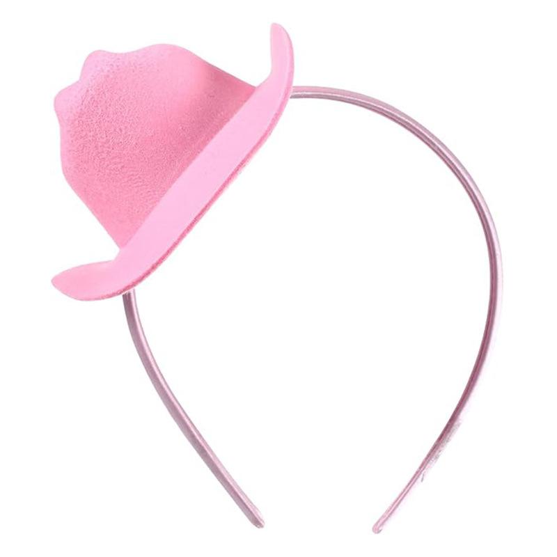 Pink hat, headband, cowboy hat, mini cowgirl hat, pink feather headdress, cowboy hat for girls.