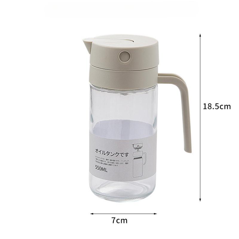 500ml Olive Oil Pourer with Automatic Cap Kitchen Dispenser Pour Oil Bottle Transparent Container Leakproof Kitchen Accessories
