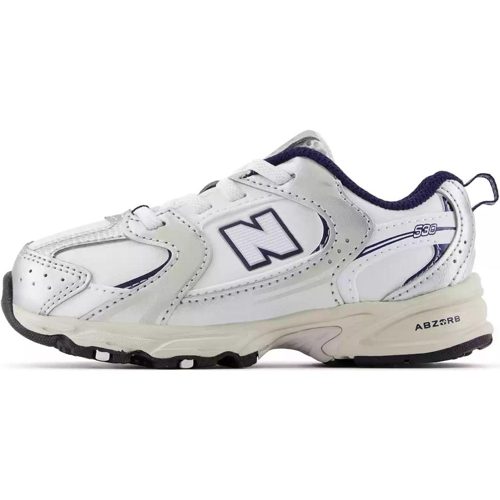 New Balance Synthetic Leather MR530 Comfortable Shock Absorbing Low Top Walking Shoes Baby Shoes Silver White IZ530GN