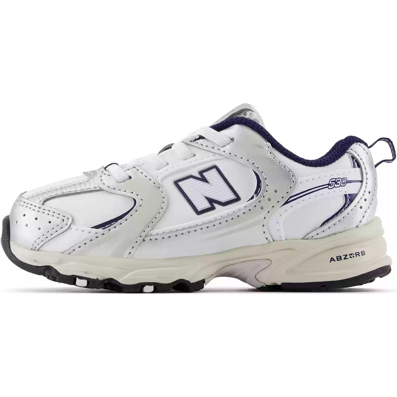 

New Balance Синтетическая кожа MR530 Удобные амортизирующие низкие кроссовки для ходьбы Детская обувь Серебристо-белый IZ530GN 23.5