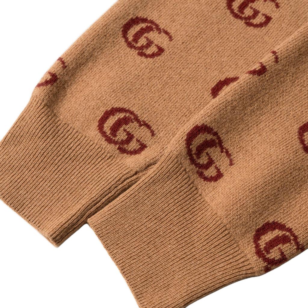Previous Season Double G Jacquard Wool V-neck Jumper 645292-XKBPF-8011