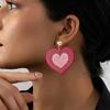 1 Pair of Red Pink Color Scheme Stud Earrings Peach Heart Love Classic Trendy Personality Vacation Ear Jewelry