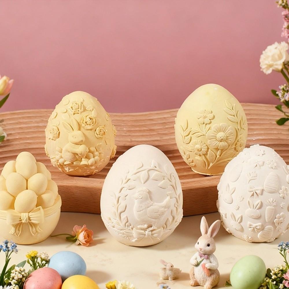 DIY Egg Shaped Easter Egg Mold Embossed Scented Plaster Candle Mold Handmade Soap Mold Plaster Mold Party Decoration