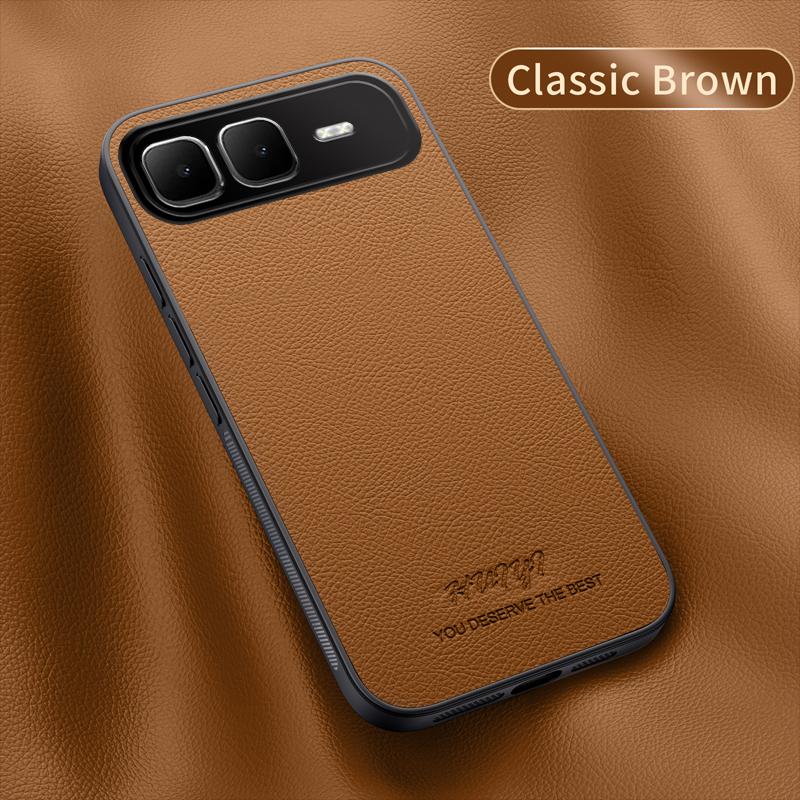 

Luxury Business Leather Soft Frame Magnetic Cover For Infinix Smart 10 Plus Smart10Plus Phone Cases Capa Infinix Smart 10 Plus коричневый