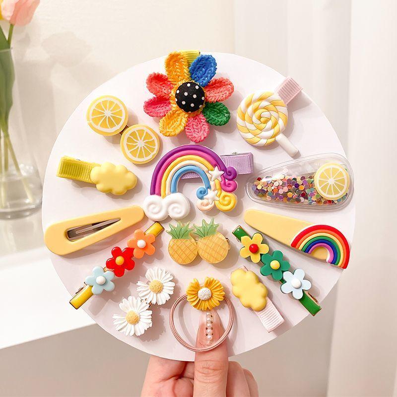 14 / 42Pcs Cartoon Baby Hair Clip Set Flower Fruit Baby Girl Barrettes Bangs Hairpins Kids Hair Accessories