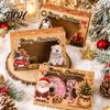 Christmas Treat Boxes for Kids 6Pcs Paper Gift Boxes, Xmas Color Printed Foldable Cookie Clear Window Holiday Bakery Packaging Desserts, Candies,