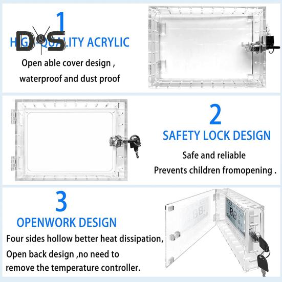 1 Set transparenter Thermostat-Schließkasten mit Schlüssel, einfache Installation, universelle Kunststoff-Thermostat-Schutzabdeckung, Bürobedarf