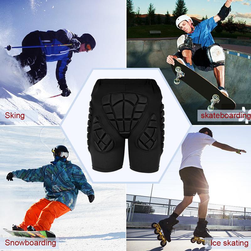 Unisex Hüftpolster Schützer Shorts Anti-Rutsch 0,6 Zoll Dicke Steißbein Schutz Shorts Atmungsaktiv für Ski Eislaufen Snowboard
