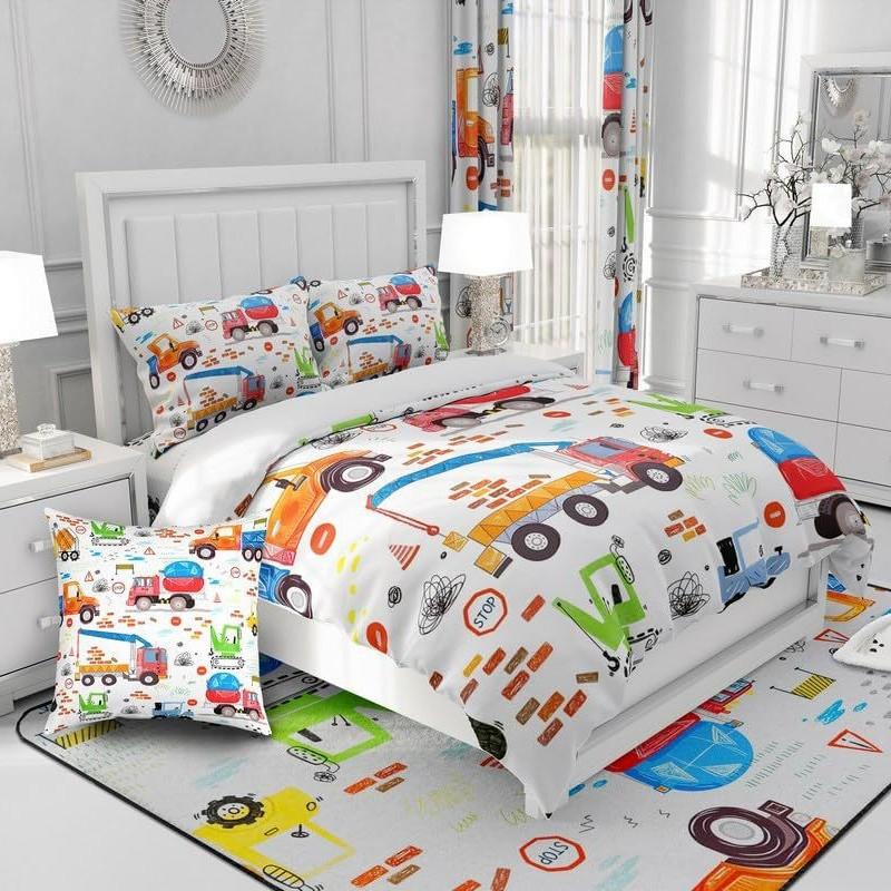 Cartoon Truck Three-Piece Quilt Cover 3D Digital Printing Bedding Set Bed Cover