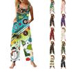 Damen Freizeit Lässige Latzhose mit Weihnachtsdruck Lockerer Schnitt Retro
