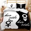 Black and White Couple Romantic Valentine's Day Comfortable Duvet Quilt Cover Pillowcase Bedding Set Decoration Home Textile