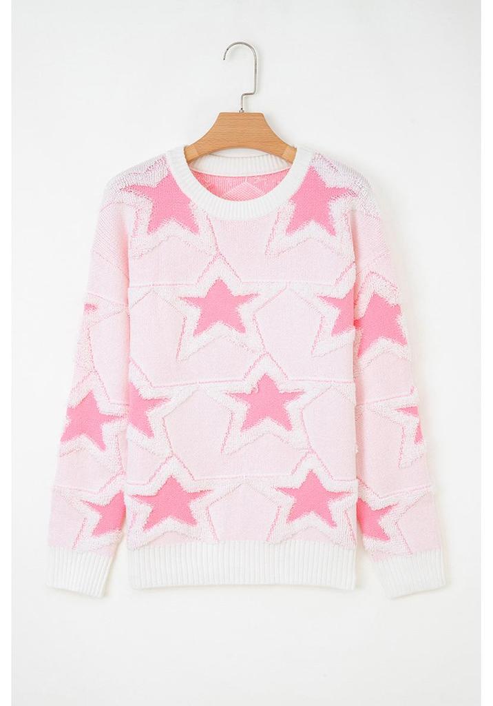 2025 Fall/Winter Women's Star Print Pullover Sweater - Trendy European American Loose Fit
