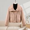 Sweater collar leather jacket cotton-padded jacket women's winter new fashionable foreign style short thickened warm cotton-padded jacket