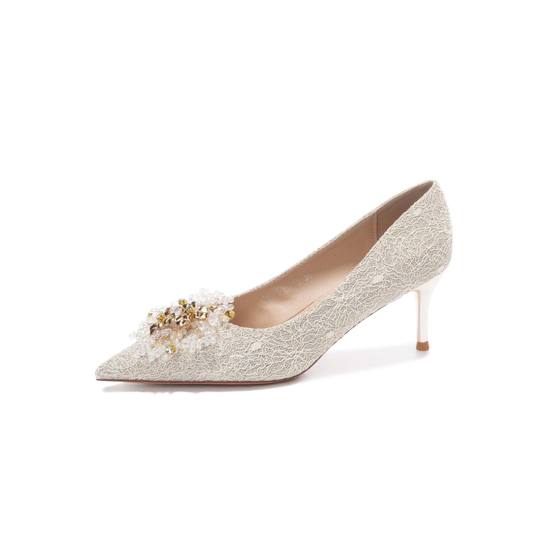 

Аппликация из стразов, изысканные свадебные туфли на шпильках, высокие каблуки, женская свадебная банкетная обувь, расширенный смысл, новые туфли для женщин 40