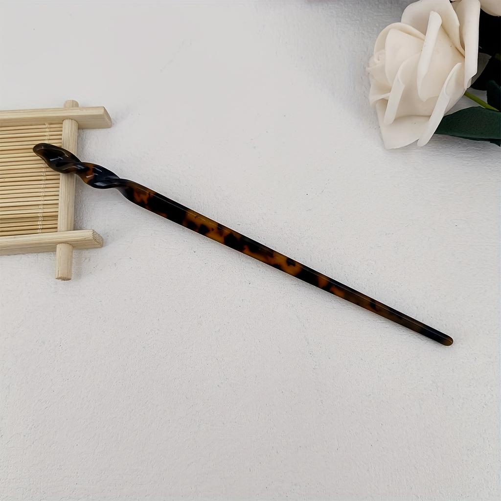 7.09inch Spiral Tortoiseshell-Colored Acetate Hairpin