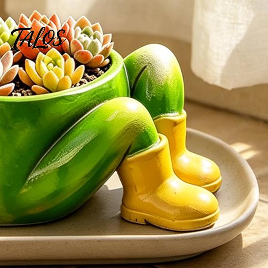 Small Succulents Pot Indoor Cute Lying Frog Planter, Decorative Resin Plant Pot, Funny Planting Containers for Plants Container Outdoor Weather