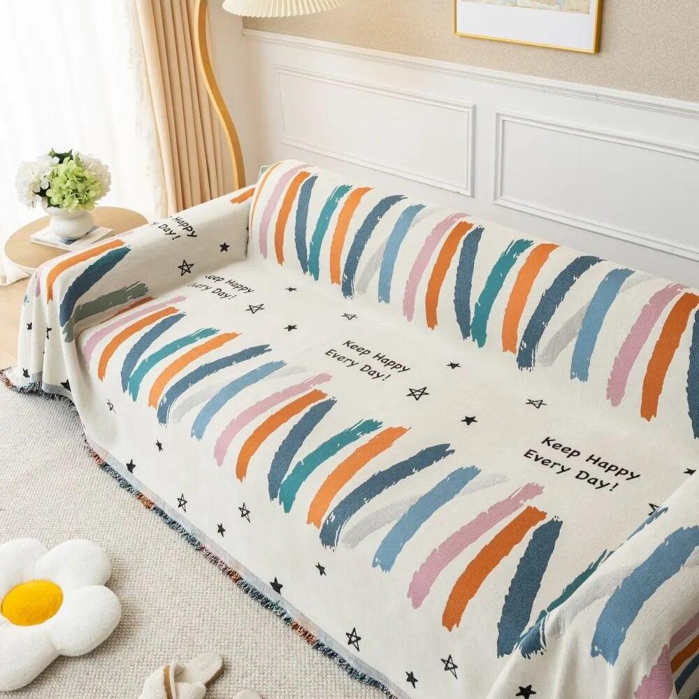 Line Graffiti Sofa Cover Towel  New Stars Sofa Cushion Lazy One Piece of Four Seasons Universal Chenille Blanket Carpet
