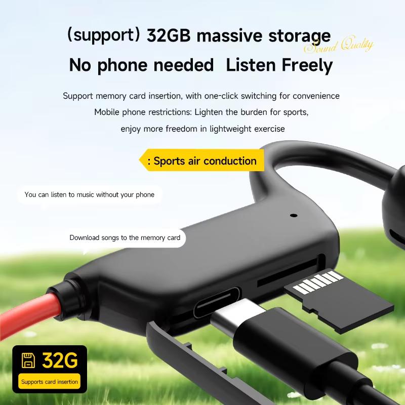 Bone Conduction Headset Wireless Swimming Sports Headphone IPX8 Bluetooth 5.4 With Mic Waterproof Exercise Fitness