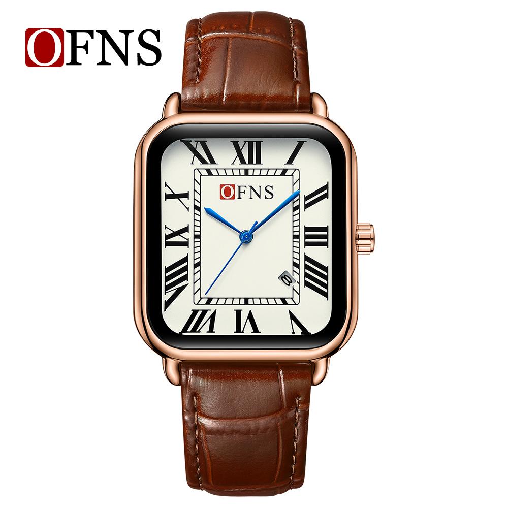 Ofns 1533 Top Brand Men Watch Top Brand Luxury Military Fashion Waterproof Male Clock Rubber Quartz Business Leather Wristwatch