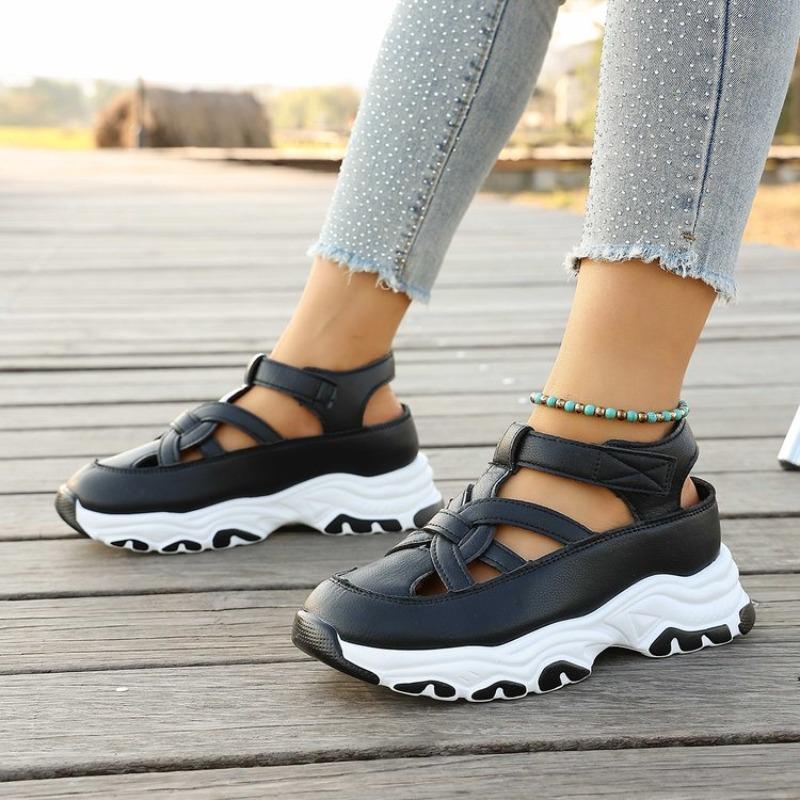 2026 Sports Sandals Summer New Round Toe Open Toe One Strap Platform Non-Slip Wear-Resistant Wedge Shoes