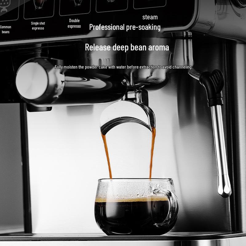 American Fully Automatic Touchscreen Coffee Machine with Built-in Grinder and Steam Milk Frother for Home and Office