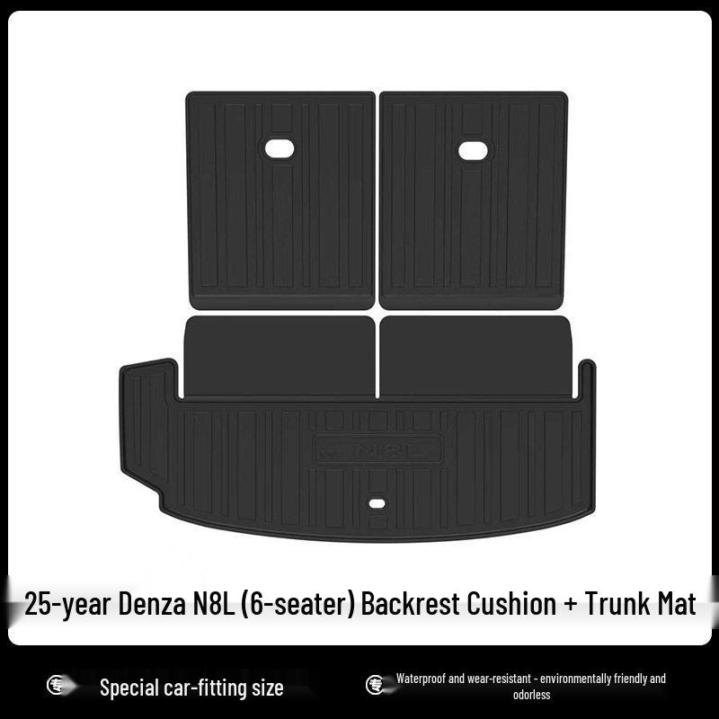 

2025 Denza N8L Six-Seater Car Waterproof TPE Trunk Mat with Odorless, Eco-Friendly, Wear-Resistant Backrest Pad and Carbon Fiber Texture