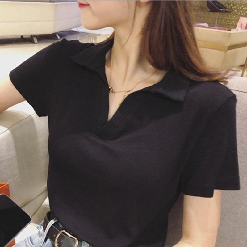 Women Sweet Spicy Slim Fit Contrast Color Short Sleeve Polo T Shirt