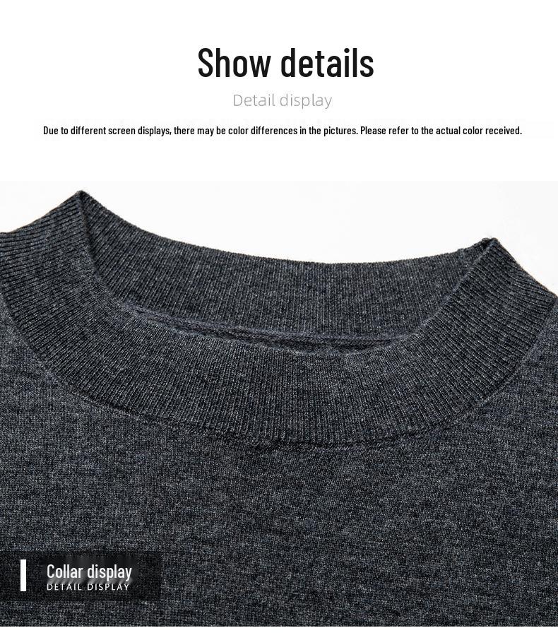 Men's Pure Wool Short-Sleeve Sweater - Lightweight, Half-High Neck Knitwear for Spring/Summer