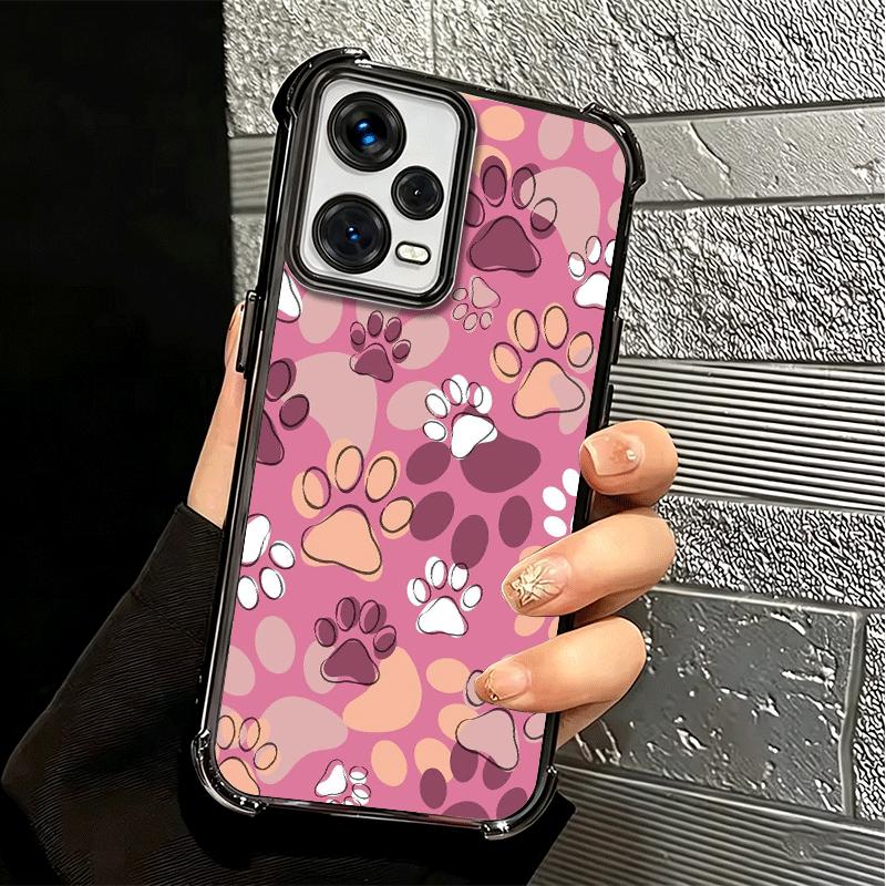 Dog Footprint Paw Cute Pattern Plating Phone Case For Xiaomi Redmi Note 14 15 Pro Plus 13 12 11 11S 11T 10 9S 9 5G Anti-Fall Air