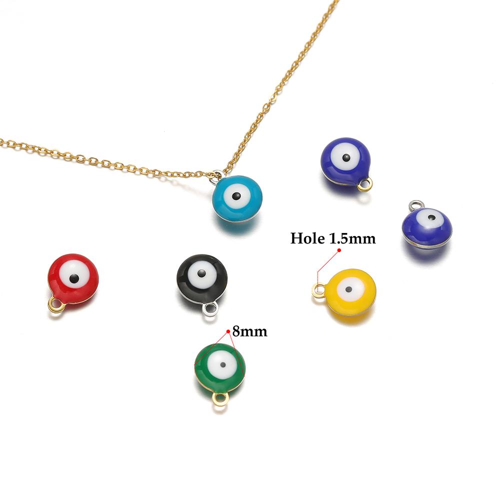 20pcs Stainless Steel 8mm Gold Color Eyes Beads Charms for DIY Necklaces Bracelets Findings Supplies Jewelry Earrings Making