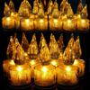 1/12PCS LED Candle Lights Flameless Battery Electronic Acrylic Lamp Crystal Wishing Tealight Warm Wedding Birthday Party Decor