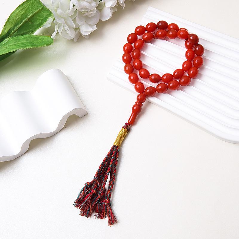 Handheld 45-Bead Muslim Rosary Tassel Bracelet - Middle Eastern Islamic Prayer Jewelry