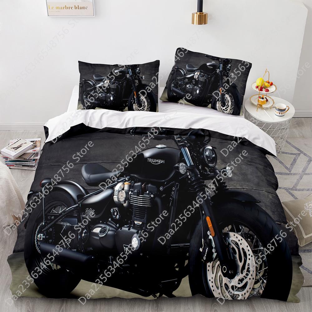 Comforter New Motorcycle Bedding Set Single Twin Full Queen King Size Motorcycle Bed Set Aldult Kid Bedroom Duvet Sets 3D Anime 038