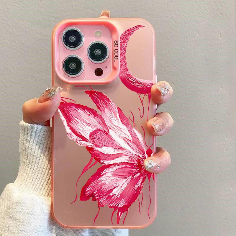 Art Oil Painting Vintage Butterfly Phone Case for IPhone 13 12 14 15 Pro Max 11 12 13 Mini 14Plus Retro Shockproof Cover Coque