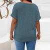 Women's Loose Solid Color Large Size Zipper Short Sleeve Fake Pocket Pullover T-shirt Top