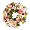 Simulation Peony Wreath Front Door Silk Flowers Indoor Outdoor Spring   Fall Artificial Floral Decor