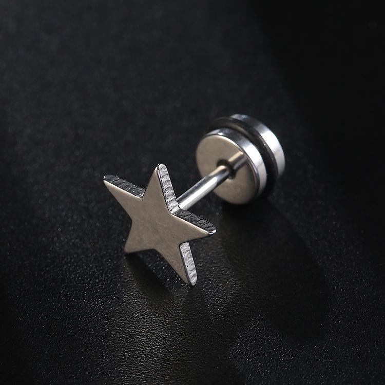 Unisex Stainless Steel Black Skull Earrings - Non-Fading Titanium Accessory