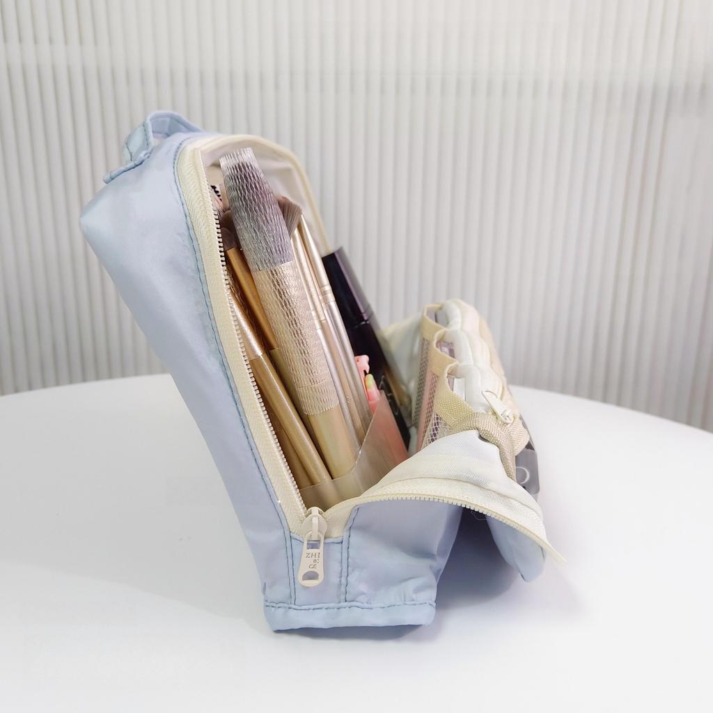 Enlarged 11 Layer Handheld Pencil Case Pen Bag Simple Color Design Wide Opening Storage Pouch Stationery School Travel