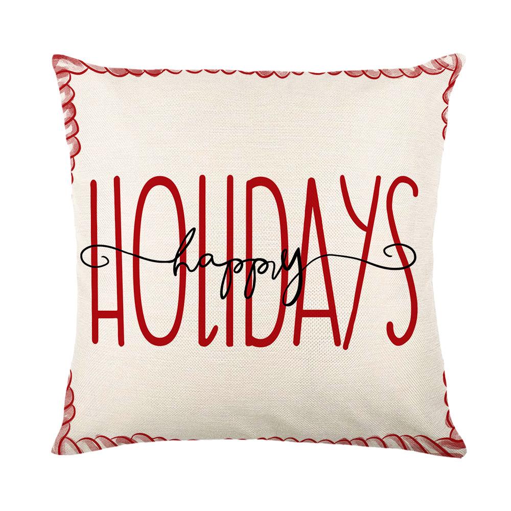 Christmas Pillow Cover Home Linen Letter Print Sofa Cushion Cover Bedroom Pillow Cover