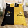Crown Queen and King Duvet Cover Pink Black Bedding Set Crown His and Hers Comforter Cover Romantic Valentine's Day Quilt Cover