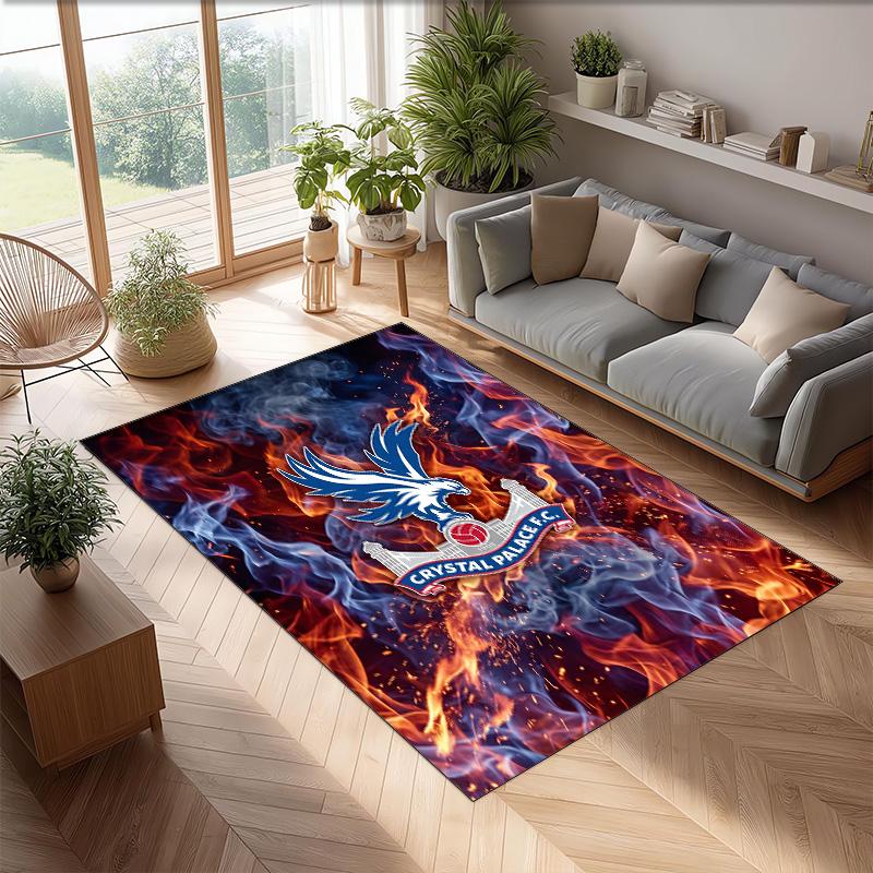 Crystal Palace Football Print Crystal Velvet Rug, Comfortable Water Absorbent Non Slip Indoor Floor Carpet