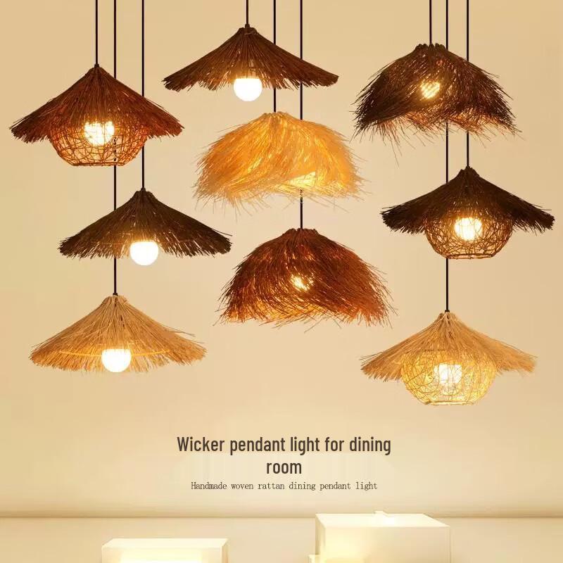 Artistic Retro Straw Hat Lampshade