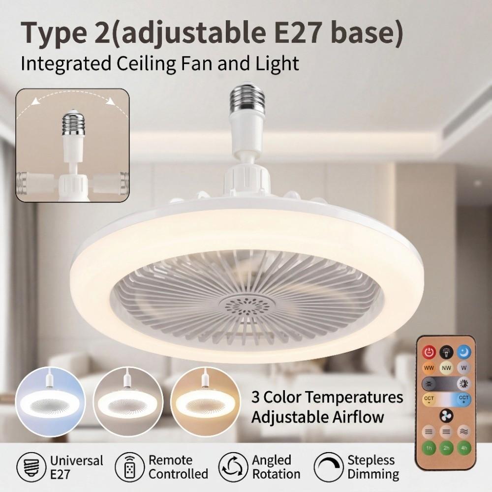 Stepless Dimming Ceiling Fan Lamp Universal Joint Head LED Fan Light  Bedroom Lighting